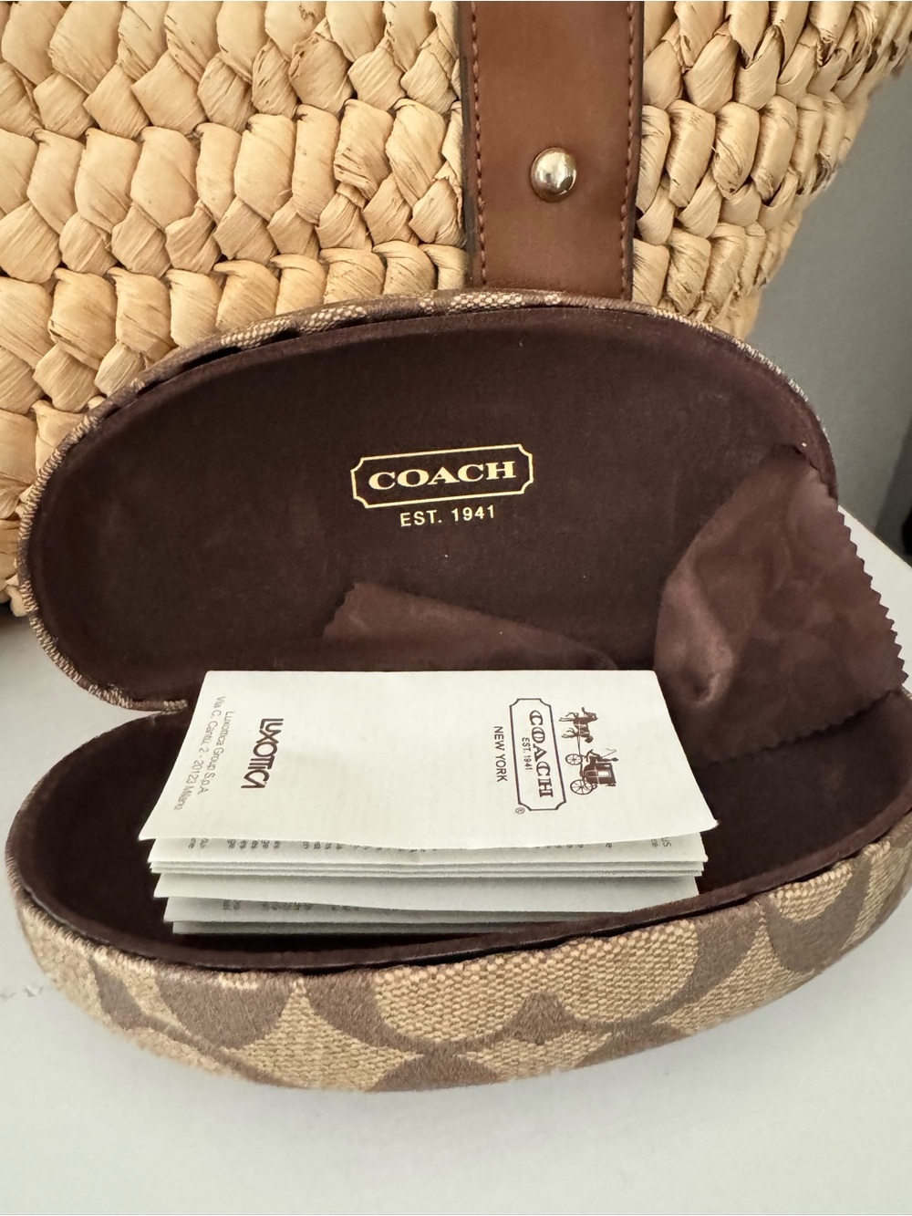 COACH Signature Brown and Tan Sunglasses Case